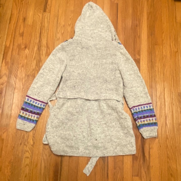 Lost Horizons Hand Knitted Beaded Wool Women’s Hooded sz Large Cardigan - Picture 2 of 11